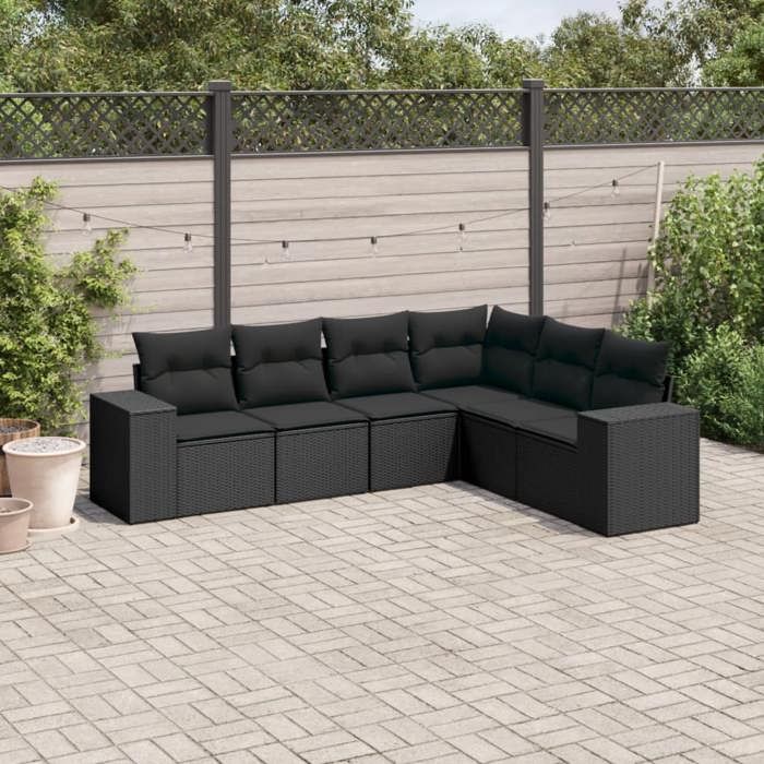 VidaXL Garden Lounge Set with Cushions 6 Pcs, Patio Sofas, Patio Furniture Set, Outdoor Furniture, Black 3254942