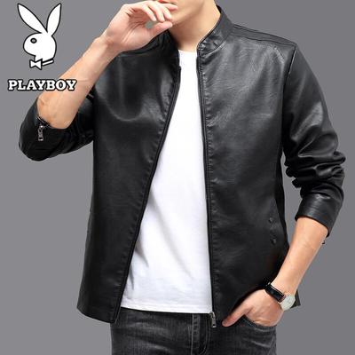 Men's Casual PU Leather Baseball Collar Jacket