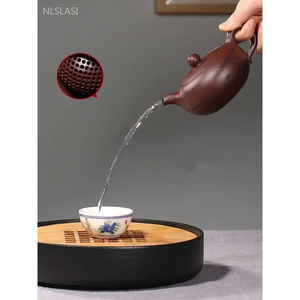 250ml Chinese Yixing Purple Clay Tea Pot Ball Hole Filtration Teapot Custom Beauty Tea Infuser Tradition Zisha Tea Accessories