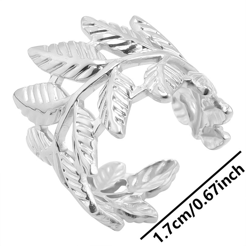 1/6pcs Plant Ring Ginkgo Leaf Tulip Flower Stainless Steel Open Adjustable Rings For Women Men Jewelry Personality Ring Anillos