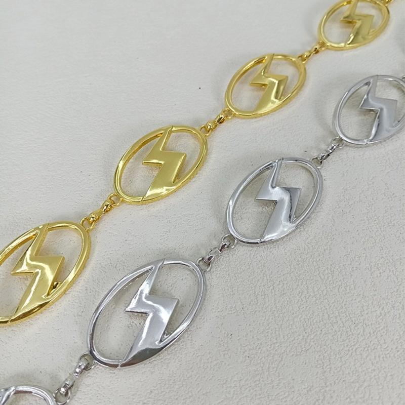 Vintage Oval Metal Chain Belt Women Adjustable Length Unique Waist Belt for Special Occasion