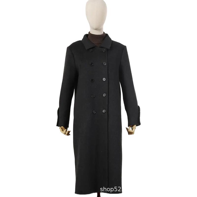 Double-breasted wool double-sided woolen coat commuter temperament wool coat women's woolen coat looks thin