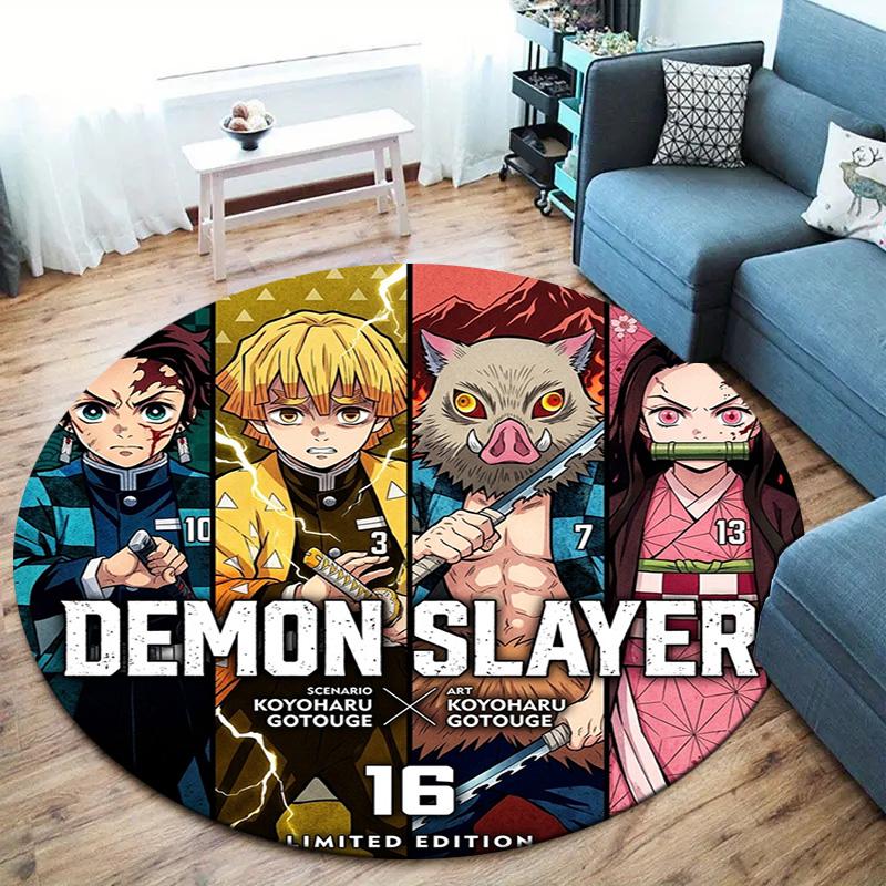 Demon Slayer Kimetsu No Yaiba Round Area Rug Carpet Rug For Living Room Bedroom Sofa Playroom Decor Nonslip Floor Mat