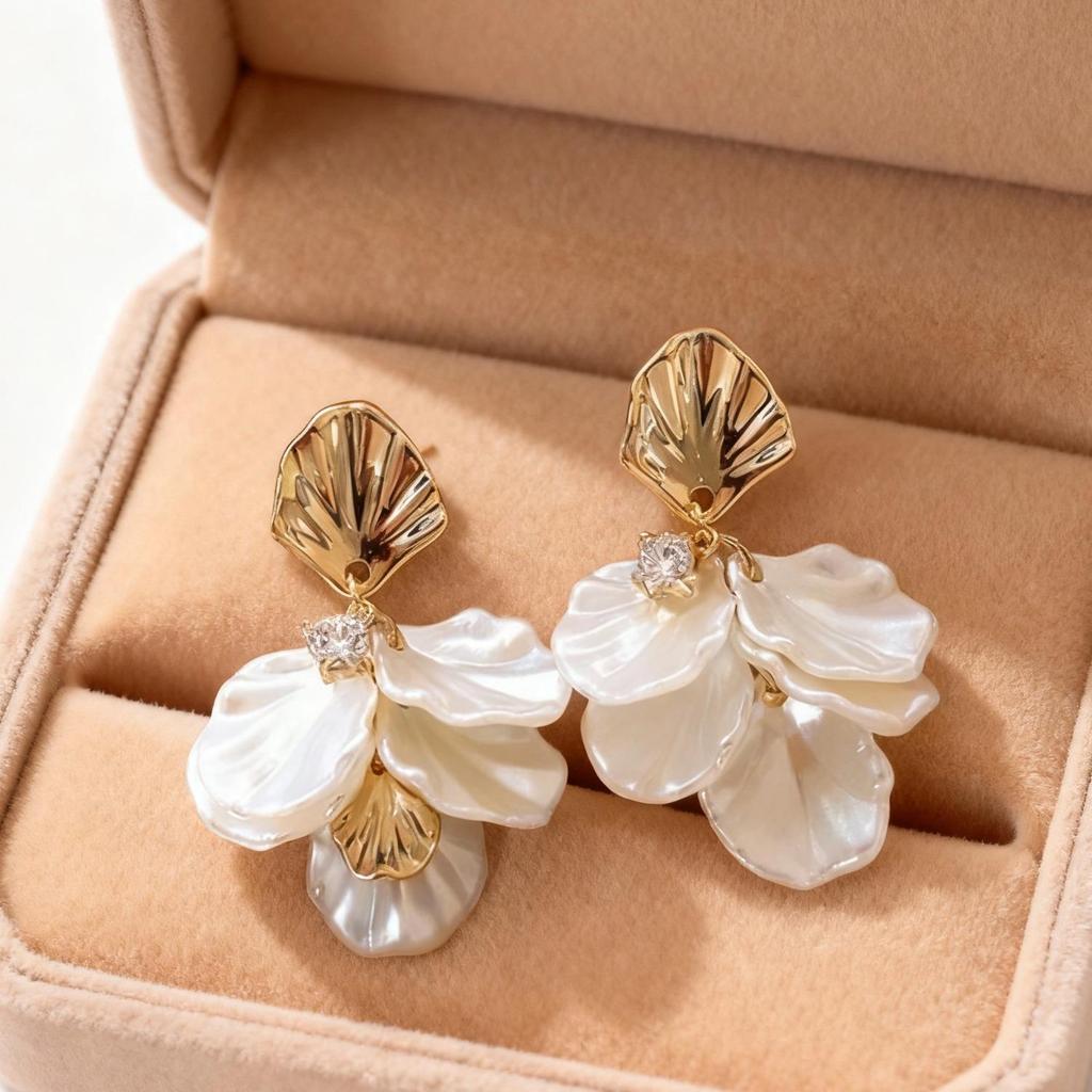 Meiji Women's 2025 Tassel Flower & Pearl Seashell Luxury Dangle Earrings