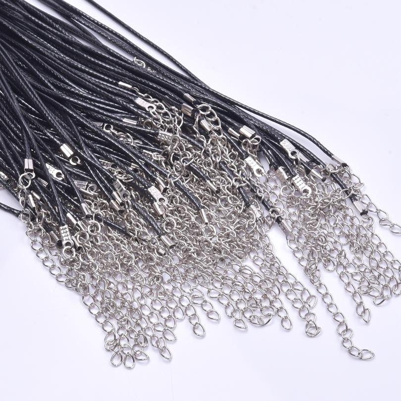 102030 Stück DIY Lederkordel für Anhänger 50 cm lang Halskettenseil Schwarze Farbe Geflochten Damen Herren Choker Verstellbar Hummerverschluss