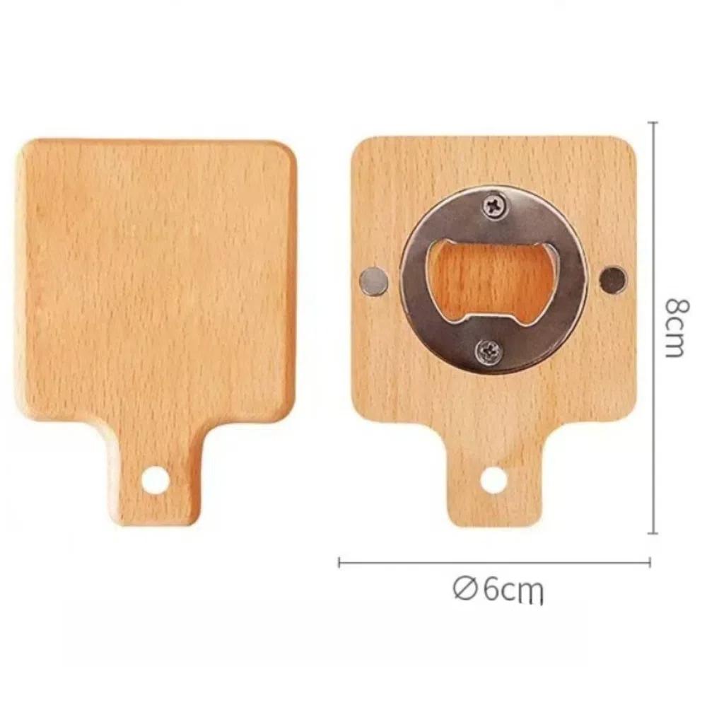 Square Round Beer Opener Wooden Beer Bottle Opener Universal Beer Cap Catche  for Home Kitchen Bar