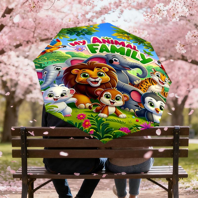 1PC Animal Family Umbrella-8-Rib Reinforced, Automatic Open, Lightweight & Durable, Fashion Accessory for Outdoor, H0323