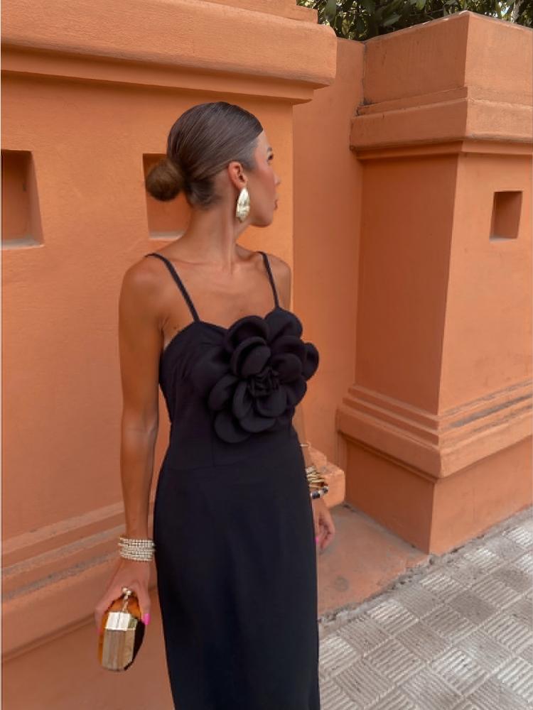 Letní Květinové Sexy Jednobarevné Dlouhé Šaty Dámská Móda Y2k Elegantní Šaty Bez Zad Dámské Šik Bez Rukávů Rybí Ocas Slim Párty Oblečení