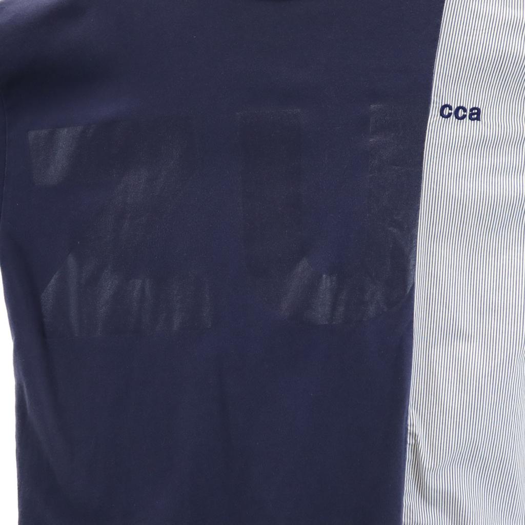 ZUCCa Made In Japan Short Sleeve Shirt Fabric Switching T-shirt M Navy Men's Used