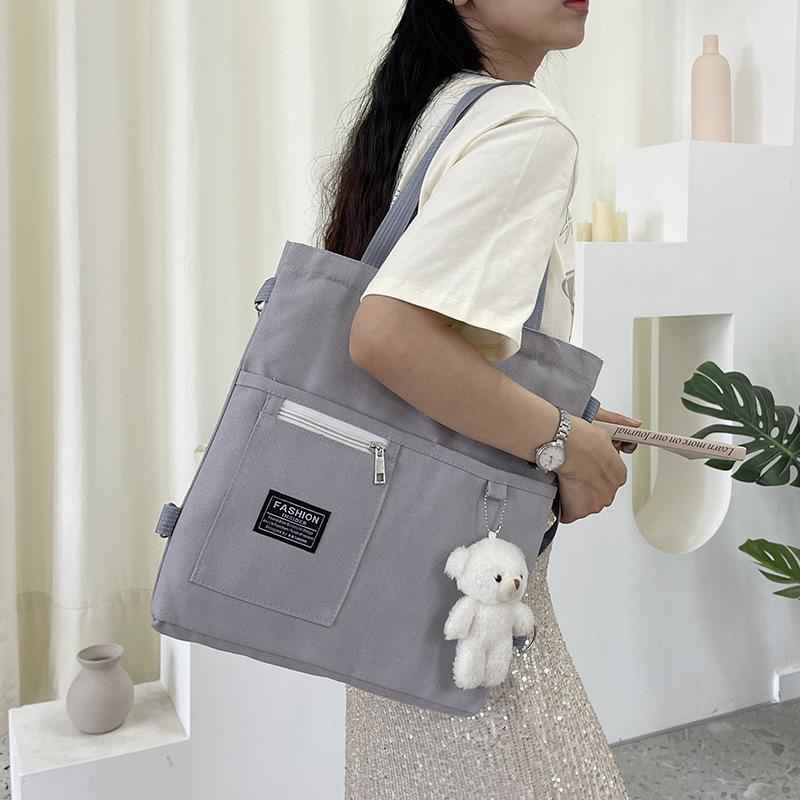 ins multi-purpose women's Korean version shoulder canvas bag fashion college student storage backpack class tutoring canvas bag