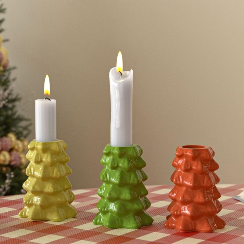 Flexible Silicone Mold For DIY Resin Christmas Tree Candle Holder Base Crafting With Dried Flower Decoration
