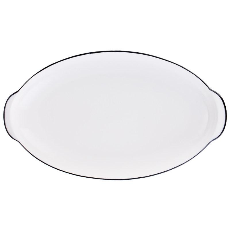 Nordic Style Double-Handled Ceramic Oval Fish Plate