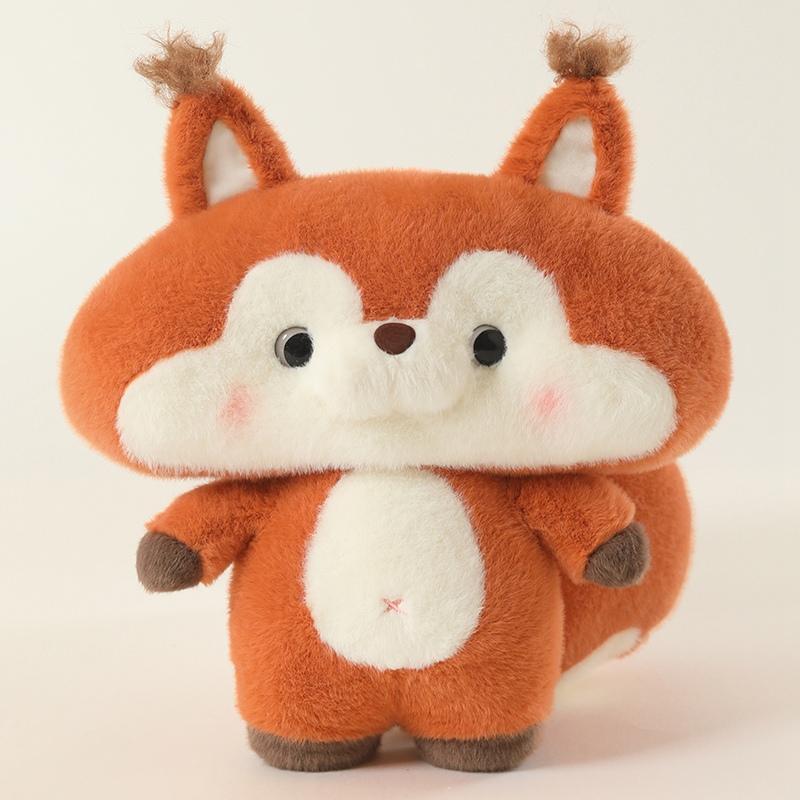 Happy Big Face Animal Series Plush Toys Fluffy Squirrel Raccoon Red Panda Kitten Shiba Inu Doll Soft Throw Pillow Pretty Decor