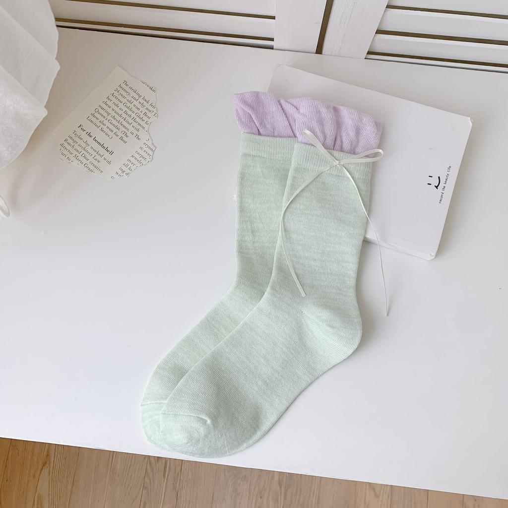Flower Field Rabbit Sweet Flower Bud Socks Fake Two Bows Stacked Socks Cute Girl Versatile Pile Socks
