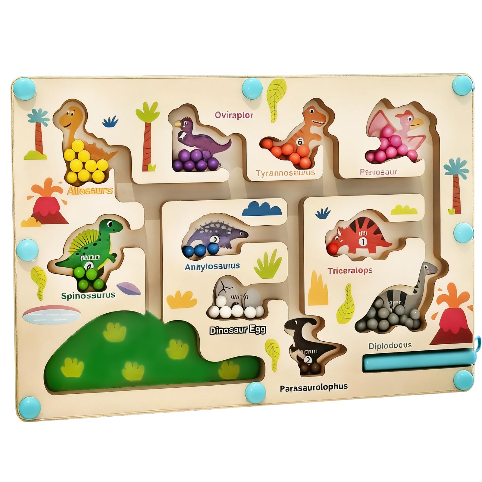 

TAETOE Montessori Magnetic Ball Maze Brain Training Toy Dinosaur for 4-6 Year Olds