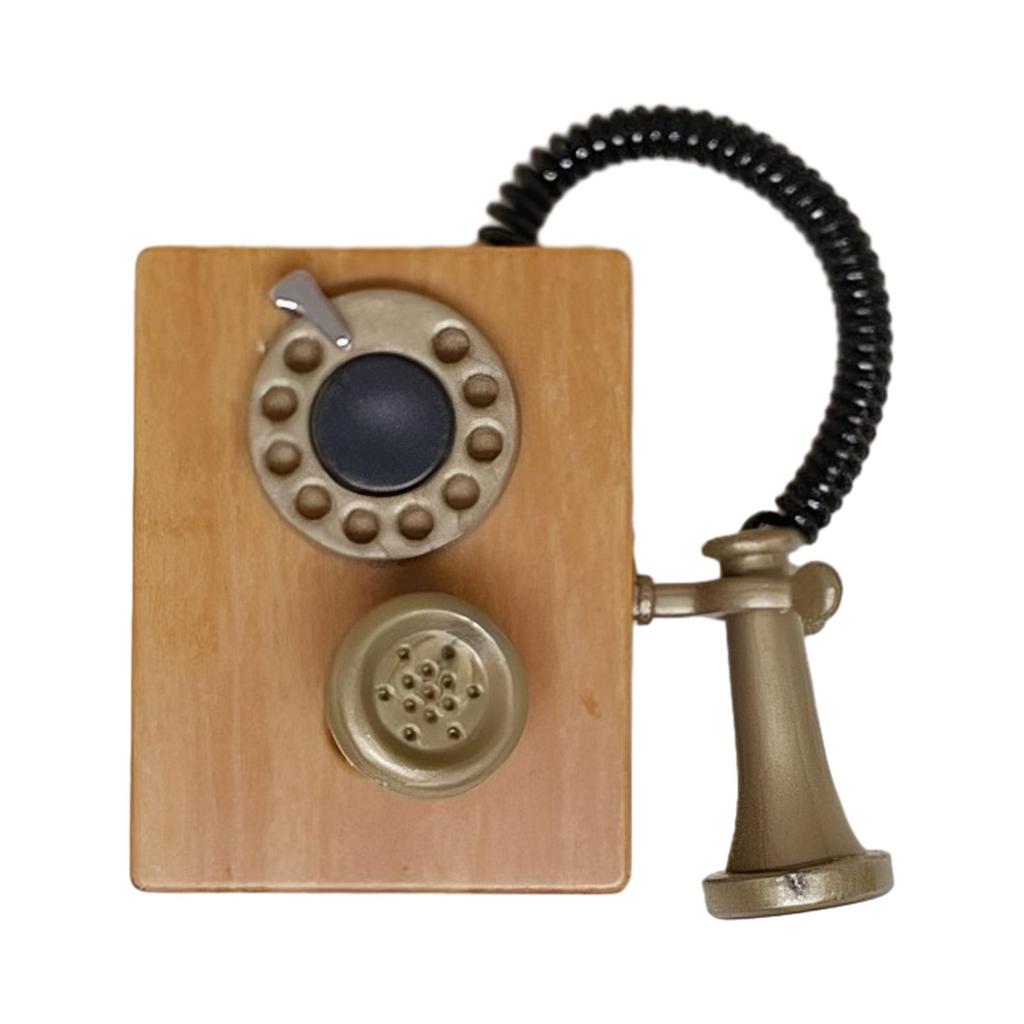 1:12 Desk Phone Model Vintage Realistic Dioramas Simulated Mini Phone Miniature Dial Phone for Architectural Layout