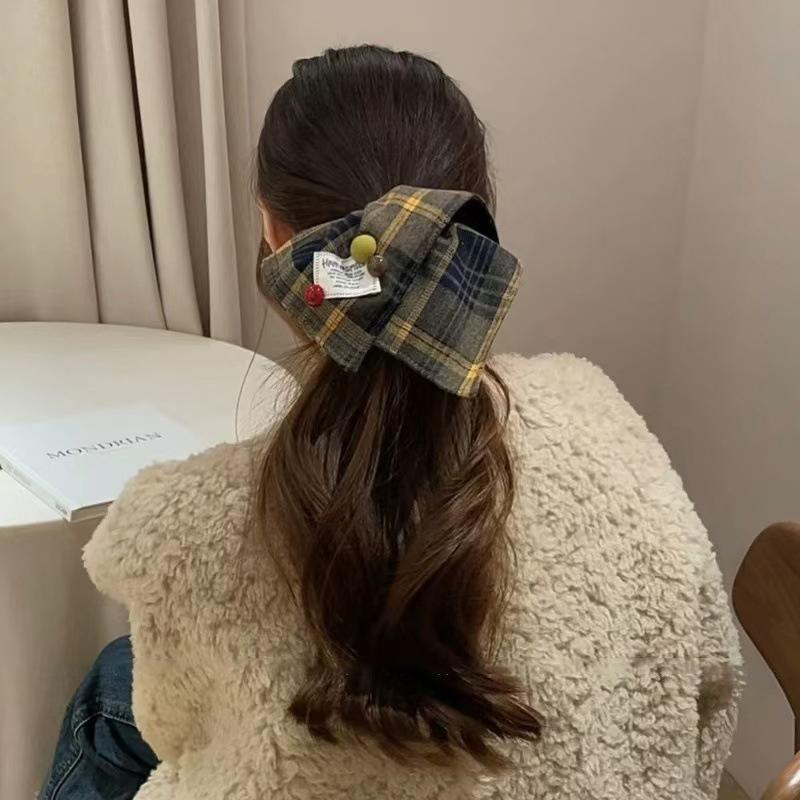 Plaid Square Scarf Hair Scrunchies Headbands For Women Girl Cute Head Rope Tie Ponytail Hair Band