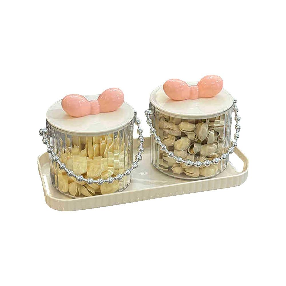 

2 шт/4 шт Пластиковая банка для украшения дома с крышкой, блюдо для сухофруктов, высококачественная банка для хранения, бытовая 4pcs розовый