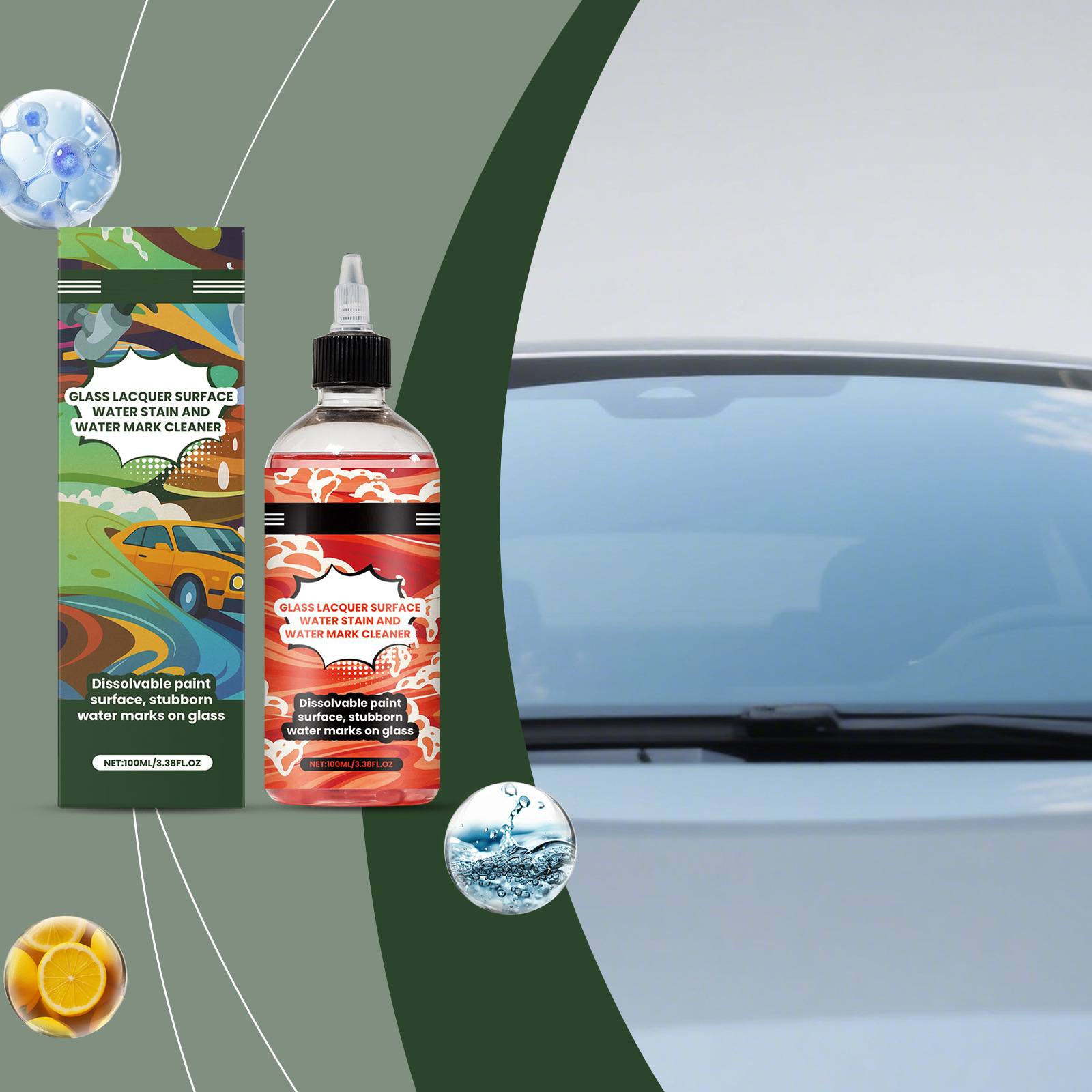 

Water Mark Cleaner Glass Stain Cleaner Glass Cleaner Is Gentle And Does Not Damage The Glass For Long-lasting Cleaning,100ml One Size белый