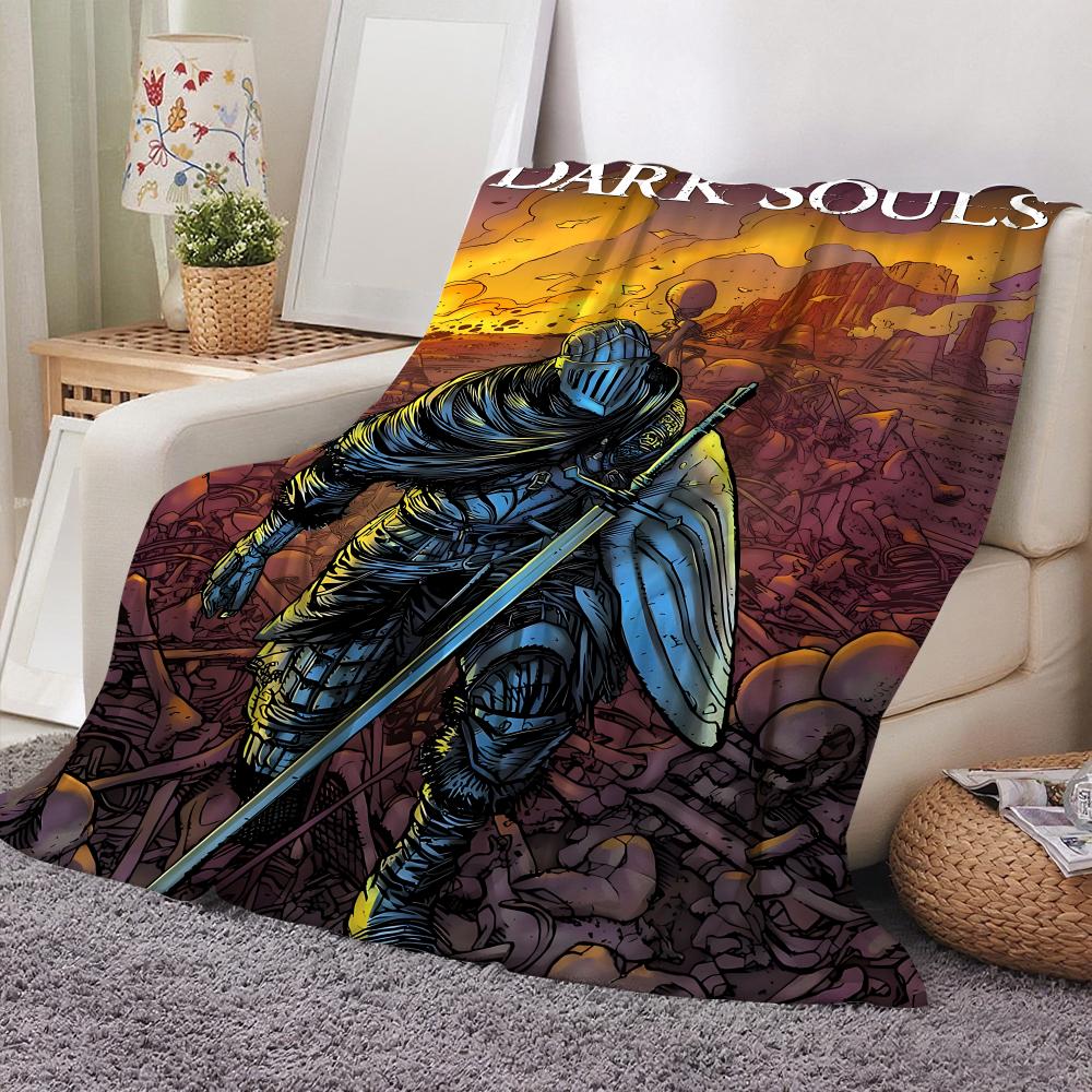 Classic Game Dark Souls 2 3 Throw Cozy Soft Flannel Throw Lightweight Skin-Friendly For Sofa Bed Office & Travel