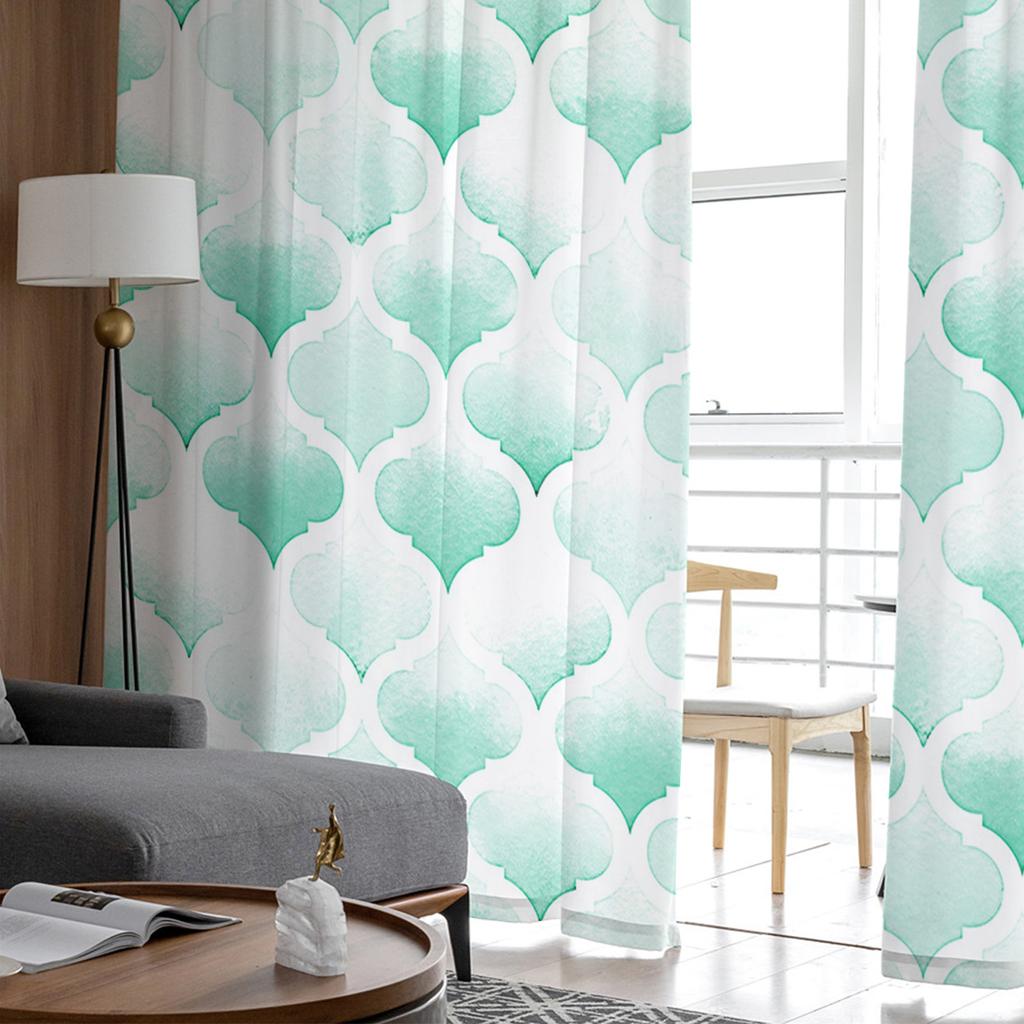 Watercolor Morocco Green Voile Sheer Curtains For Living Room Window Chiffon Tulle Curtain Kitchen Bedroom Drapes Home Decor
