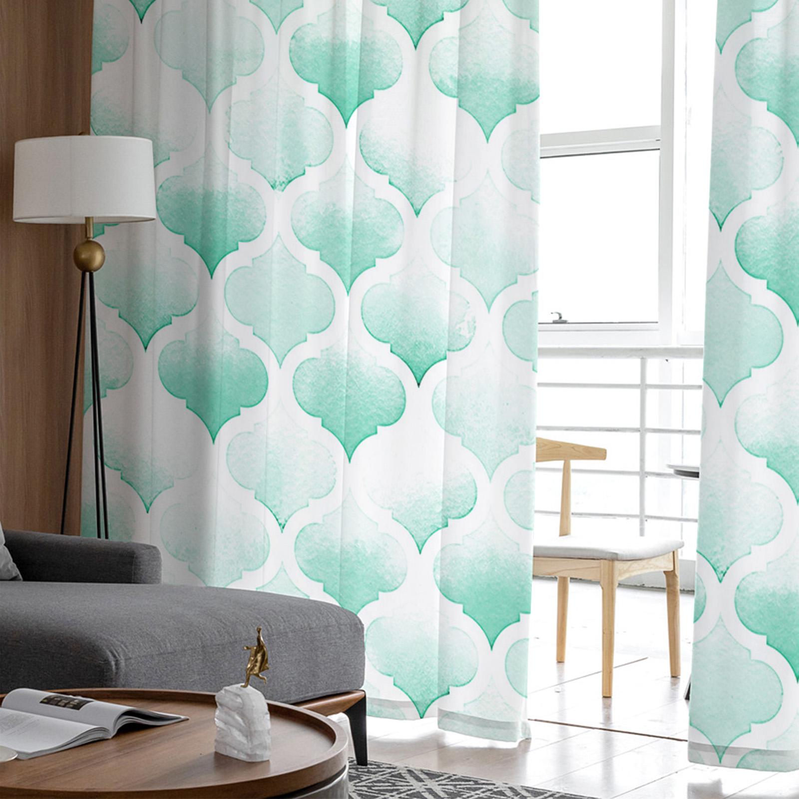 Акварельные шторы из зеленой вуали для гостиной — фото 4