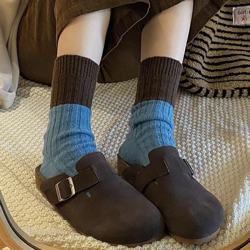 Women's Autumn and Winter Vintage Color Contrast Wool Tube Socks