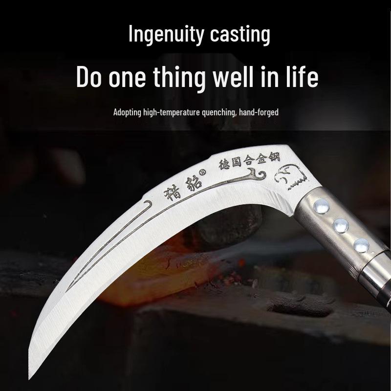 German Steel Serrated Sickle: Grass Cutting & Corn Harvesting Knife for Outdoor Weeding and Agriculture