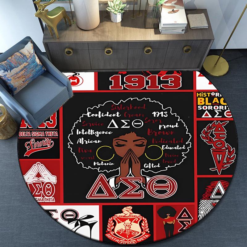 Delta Sigma Theta Round Rug for Livingroom,Bedroom, Palyroom, Chair Rug, Area rug, Circle Carpet, Fan Christmas gift