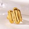 Trendy  Bold Wave Rings For Women Gold Color Stainless Steel Statement Ring Hypoallergenic Christmas Jewelry Gift