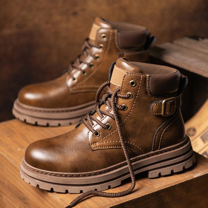 

new men high top waterproof casual shoes anti slip wear resistant work boots outdoor fashion 39 коричневый