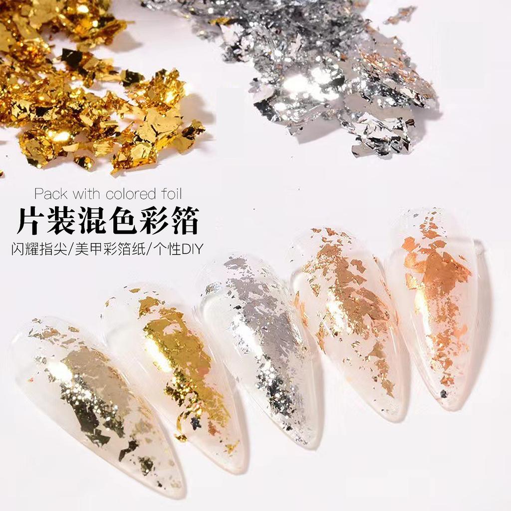 12 Grid Box Nail Art Jewelry Gold Foil Nail Art Gold Foil Color Foil Nail Art Jewelry Diy Mixed Combination