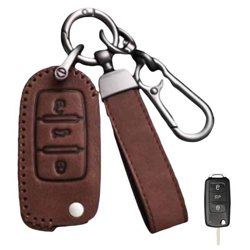Fit For Volkswagen Vw Polo Golf Passat Tiguan Beetle Caddy T5 Up Eos Skoda Octavia Seat Leon Altea Genuine Leather Auto Smart Key Fob Cover Case