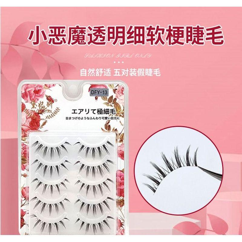 Lashie - Set of 5 Pairs: Spikey Clear Band False Eyelashes