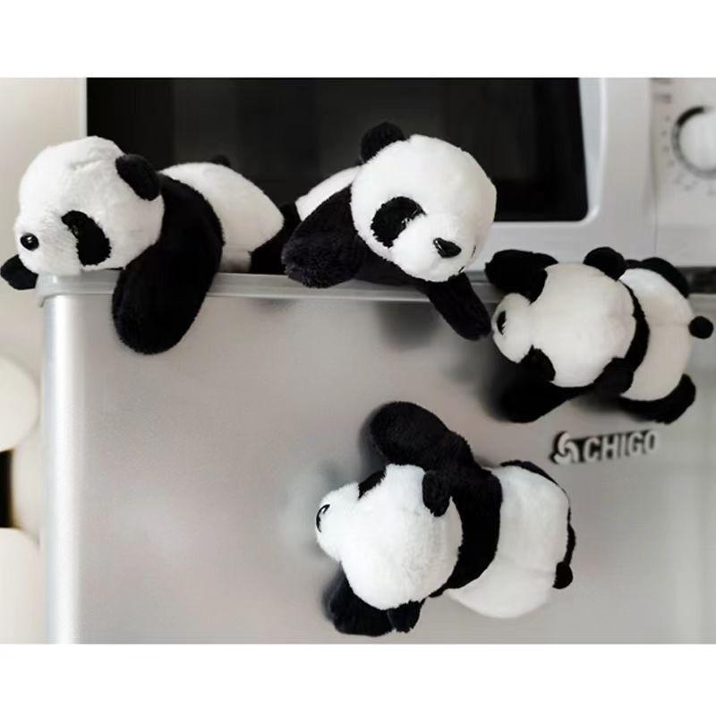 Cute Cartoon Panda Plush Fridge Magnet - Chengdu Travel Souvenir Animal Sticker