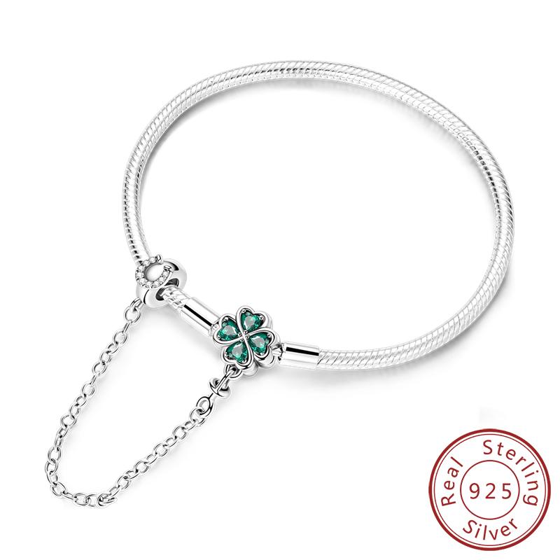 Original 925 Silver Bracelets 17-20CM Love Heart Flowers Butterfly Charms Beads Bracelet For Women Fashion Jewelry Gift