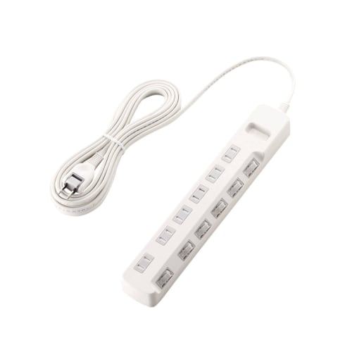ELECOM Power Tap Lightning Guard Individual Switch with Dust Shutter 6 Ports 5m White T-K6A-2650WH