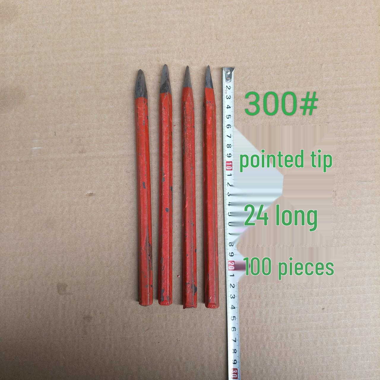 24cm Red Chisel Pointed Flat Head Stonemasonry Chisel (300#)