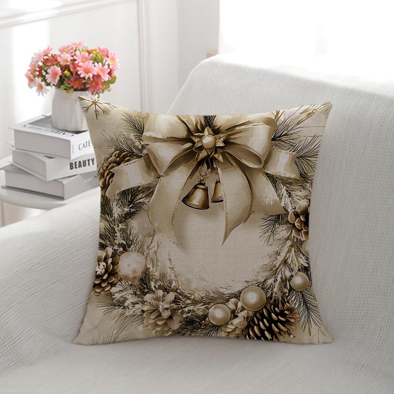 

Рождественские объятия Льняной Белый Декор Колокольчик Накидка на подушку с двусторонней печатью Домашняя наволочка 45 * 45-Linen single-sided (pillowcase)