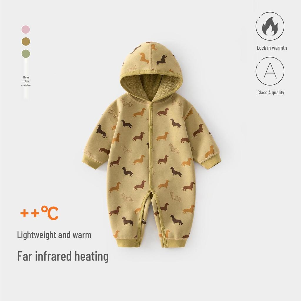 Newborn Warm Hooded Baby Jumpsuit for Autumn/Winter - Boys & Girls Crawling Romper