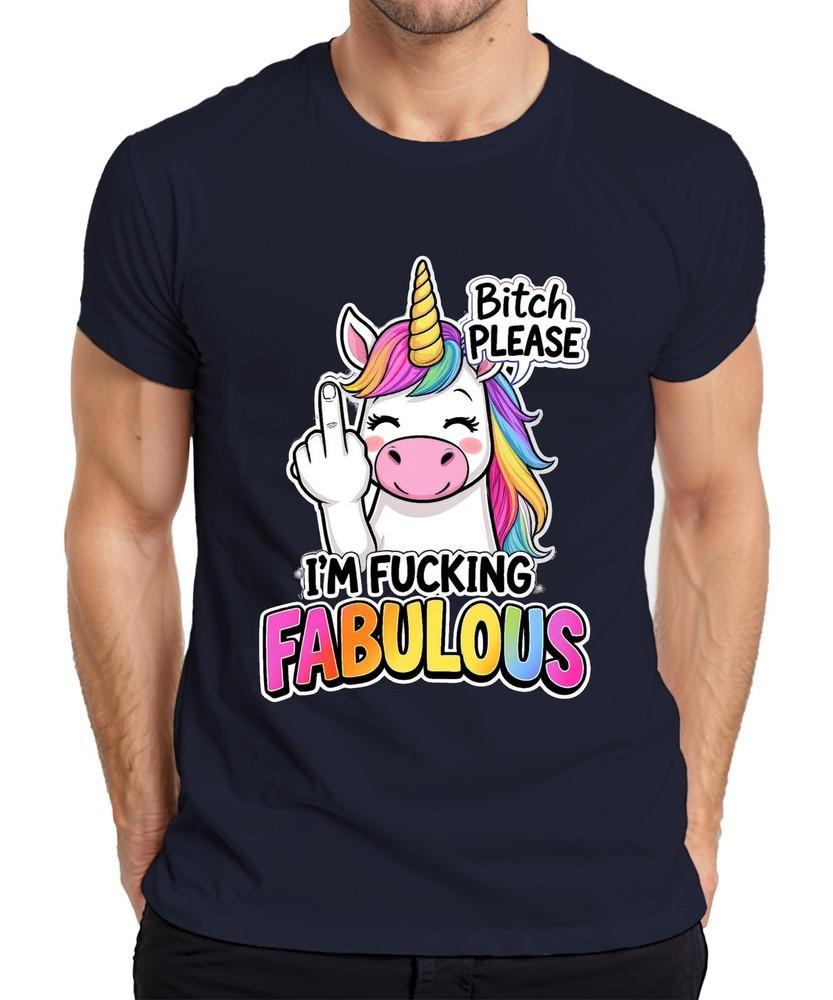 Im Fucking Fabulous Unicorn Rainbow Middle Finger Gift Unisexs Tshirt S
