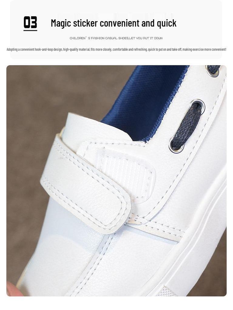 Korean Style Low-Top Leather Slip-On Loafers for Boys & Toddlers - Soft Sole Casual Shoes