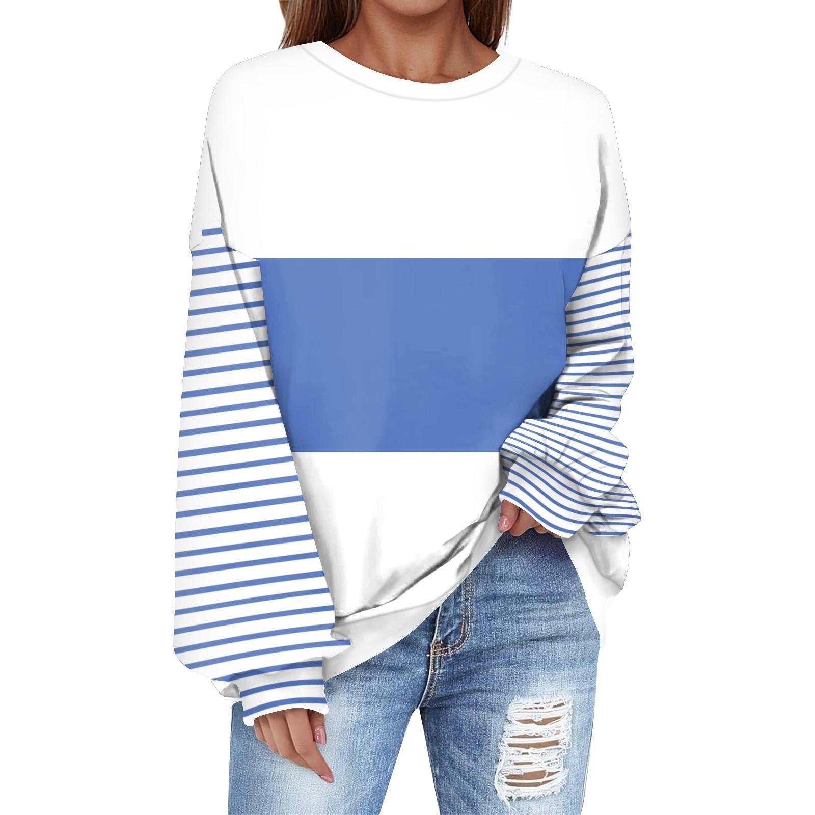 

Жіночі модні повсякденні універсальні повсякденні світшоти з довгими рукавами, що перекривають колір, світшоти XL білий