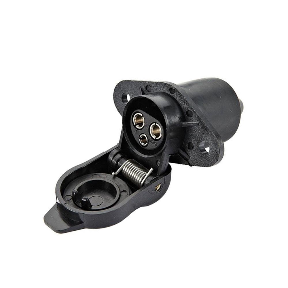 

1Pc 12V 3 Pin Trailer Plug/Socket an Trailer Truck Cable Connector Black 3-Pin Trailer Plug Socket Adapter Car Accessories 3 Pin Plug