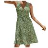 Ladies Sexy V-neck Mid-waist Floral Lace-up Sleeveless Vest And Swing Dress