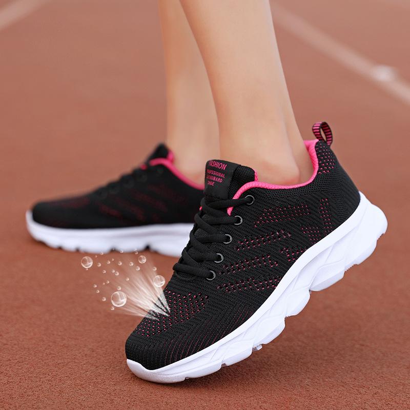 Summer Hollow New Running Sports Shoes Student Breathable Mesh Shoes Black Lightweight Shock-absorbing Travel Shoes