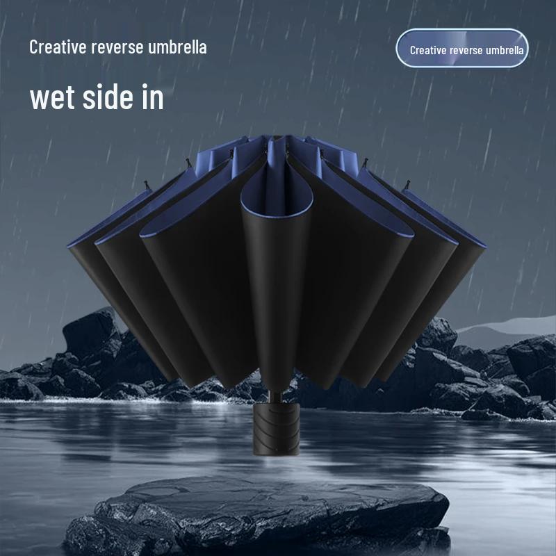 Paraguas Plegable a Prueba de Viento de 12 Varillas para Hombres y Mujeres, Doble Uso: Sol y Lluvia, Protección UV
