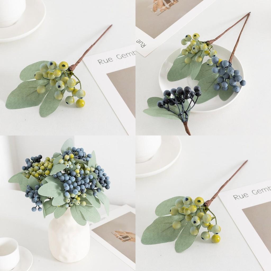 Artificial Blueberry And Green Faux Flower Arrangement For Home Decor And Wedding Centerpieces