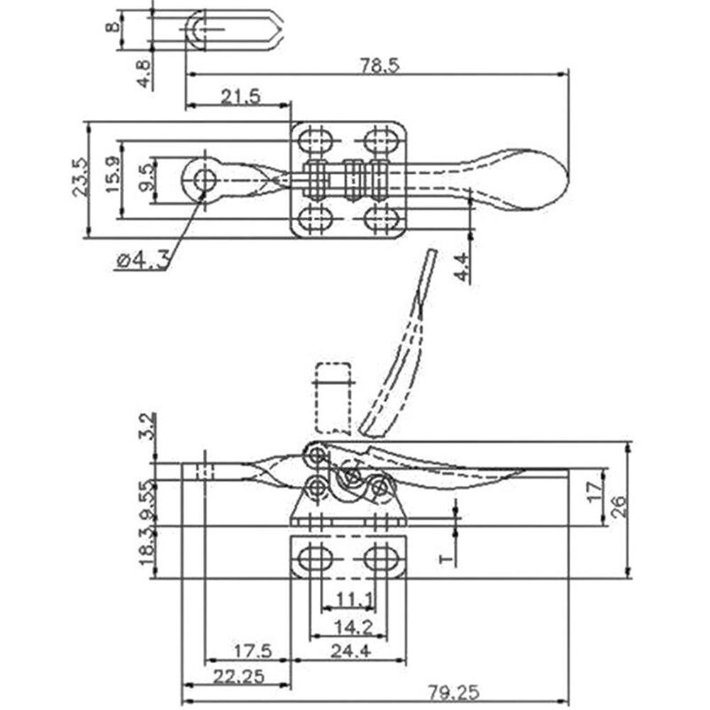 Kniehebelspanner GH-201A Schreiner Befestigungsklammer Horizontal