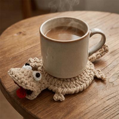Cartoon Hitzebeständige Matte Rutschfest Gestrickte Tassenunterlage Tierische Getränkeuntersetzer Restaurant Tisch